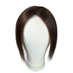 Medium Brown Human Hair 4.5x3 Inch Swiss Lace Base 10 Inch Hair Topper